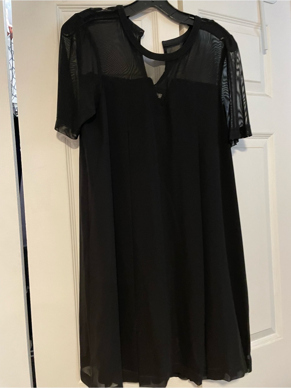 BCBGeneration Black Sheer Yoke Mini Dress